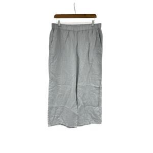 Eileen Fisher Organic Linen Cropped High Waist Tapered Ankle Pants Gray Size L